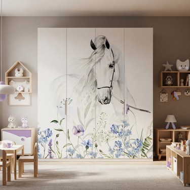 Naklejka na meble Koń w kwiatach