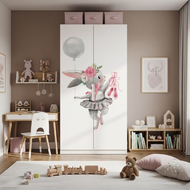 Naklejka na meble Króliczek baletnica z kwiatami