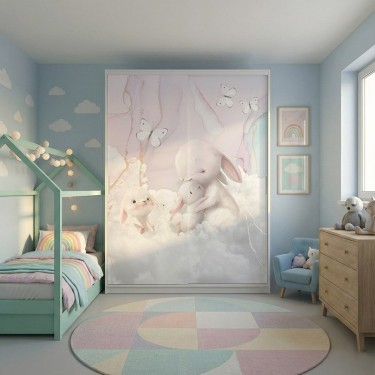 Naklejka na meble Króliczki w chmurach