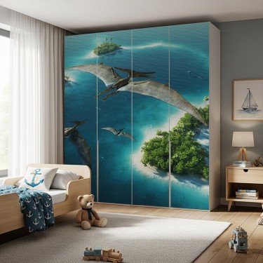 Naklejka na meble Latające dinozaury nad wodą