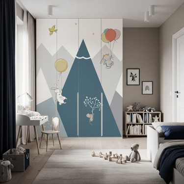 Naklejka na meble Latające króliczki z balonami