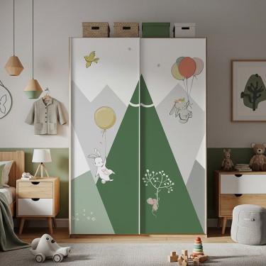 Naklejka na meble Latające króliczki z balonami