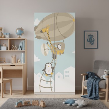 Naklejka na meble Latające Zwierzęta nad domami