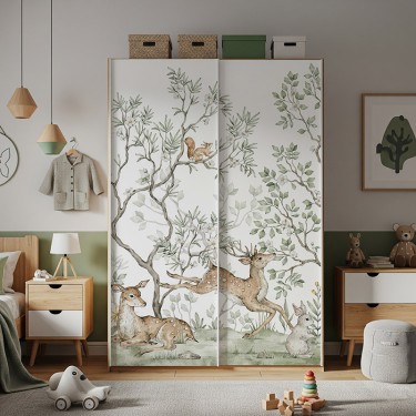 Naklejka na meble Leśne zwierzątka wśród drzew