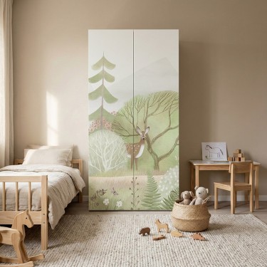 Naklejka na meble Leśny krajobraz i zwierzęta