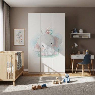 Naklejka na meble Mały słonik z ptaszkami