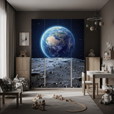 Naklejka na meble Niebieska ziemia widziana z powierzchni księżyca