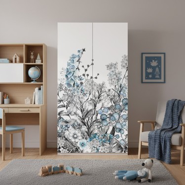 Naklejka na meble Niebieskie kwiaty na łące