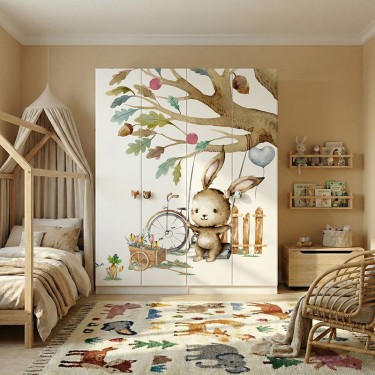 Naklejka na meble Odpoczywające króliczki w ogrodzie