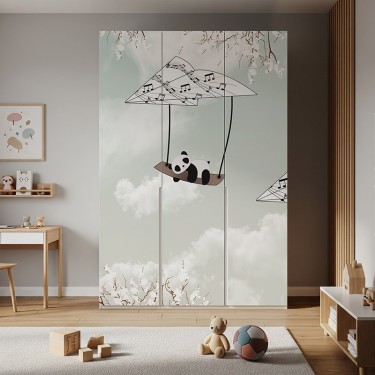 Naklejka na meble Odpoczywające pandy w chmurach