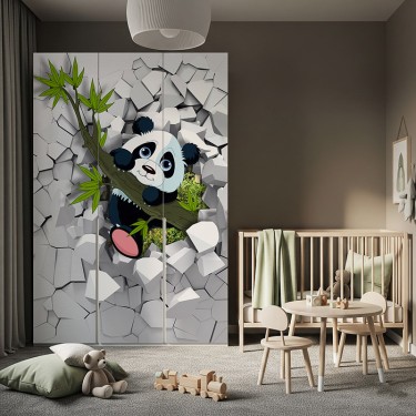 Naklejka na meble Panda wychodząca ze ściany
