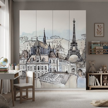 Naklejka na meble Paryż szkic