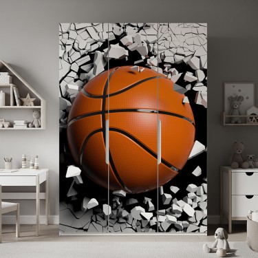 Naklejka na meble Piłka do koszykówki burzy ścianę