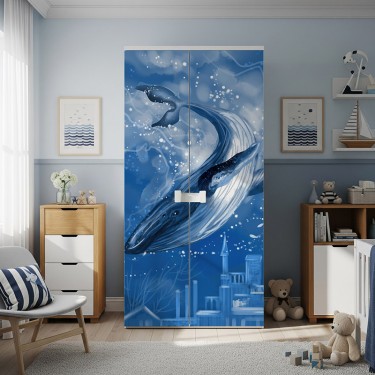 Naklejka na meble Podwodne miasto i wieloryb