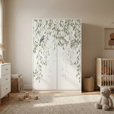 Naklejka na meble Ptaki wśród zwisających gałązek