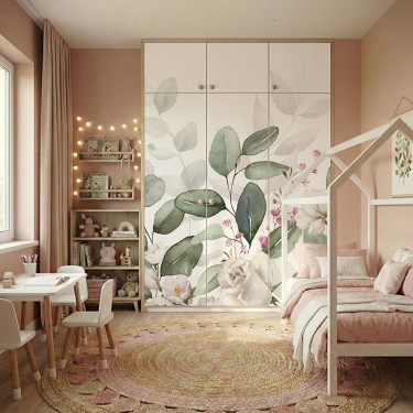 Naklejka na meble Róże i eukaliptus na białym tle