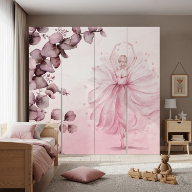 Naklejka na meble Różowa Baletnica i Eukaliptus