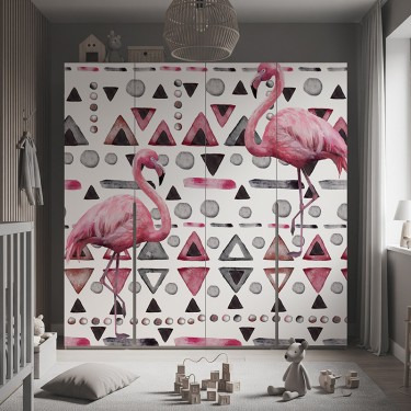 Naklejka na meble Różowe flamingi na abstrakcyjnym tle