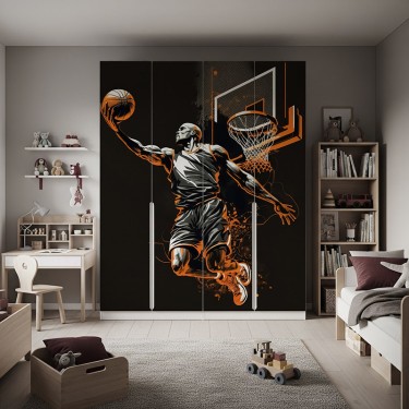 Naklejka na meble Rzut do kosza, koszykówka