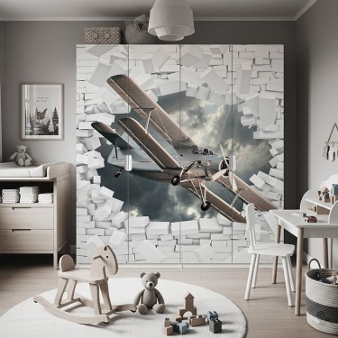 Naklejka na meble Samolot Przebijający Ścianę