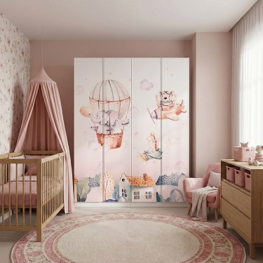 Naklejka na meble Samoloty i balony ze zwierzątkami 