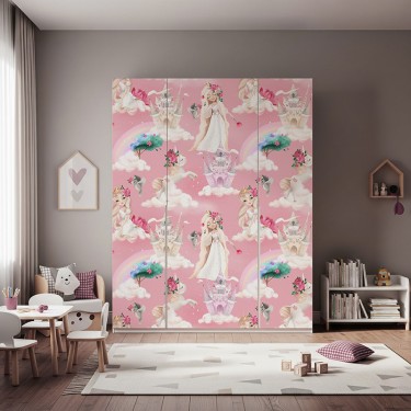 Naklejka na meble Śliczna księżniczka i jednorożec