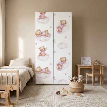 Naklejka na meble Śpiące misie w chmurach