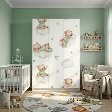 Naklejka na meble Śpiące misie w chmurach