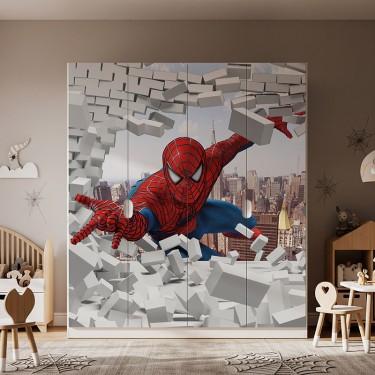 Naklejka na meble Spider-Man przebija ścianę