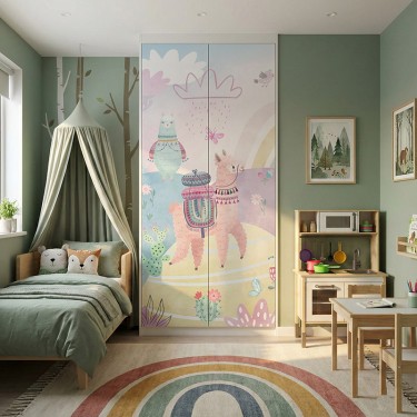 Naklejka na meble Tęczowe Lamy w Krainie Marzeń