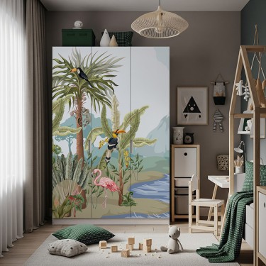 Naklejka na meble Tropikalne zwierzęta nad wodą