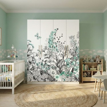 Naklejka na meble Turkusowe kwiaty na łące