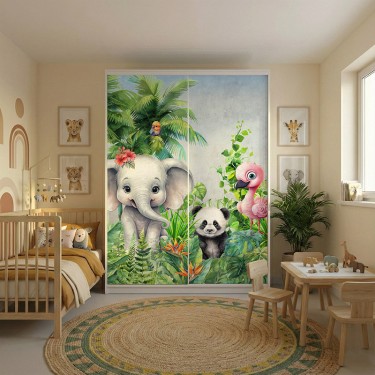 Naklejka na meble Urocze małe zwierzątka w dżungli