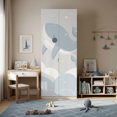 Naklejka na meble Urocze wieloryby w chmurach