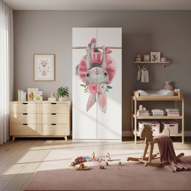 Naklejka na meble Uroczy króliczek na drążku