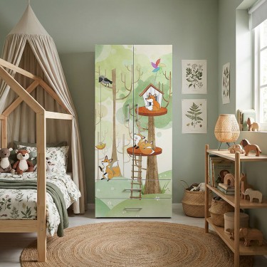 Naklejka na meble Wesołe liski w lesie