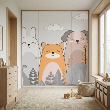 Naklejka na meble Wesołe zwierzęta na polanie