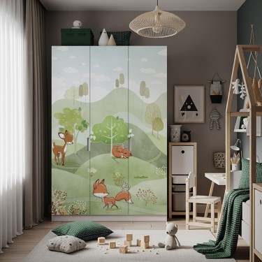 Naklejka na meble Wesołe zwierzątka na polanie