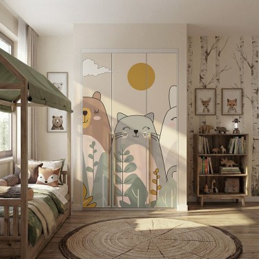 Naklejka na meble Wesołe zwierzęta na polanie