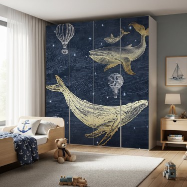 Naklejka na meble Wieloryby i balony