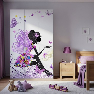 Naklejka na meble Wróżka wśród kwiatów i motyli