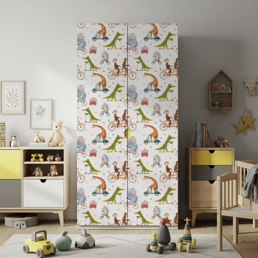 Naklejka na meble Zwierzątka na rowerach