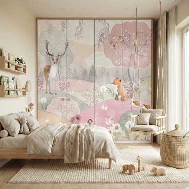 Naklejka na meble Zwierzęta na kolorowej łące