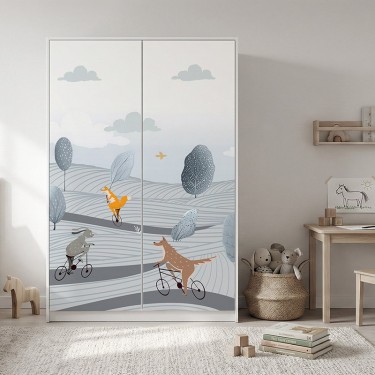 Naklejka na meble Zwierzęta na rowerach