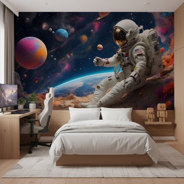 Tapeta Astronauta w kolorowym kosmosie