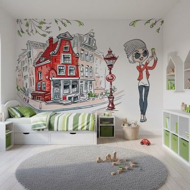 Tapeta Dziewczyna i kamienice
