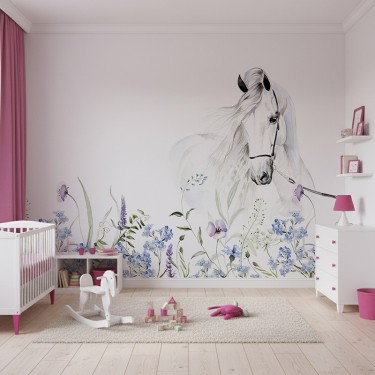 Tapeta Koń w kwiatach