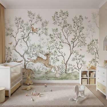 Tapeta Leśne zwierzątka wśród drzew