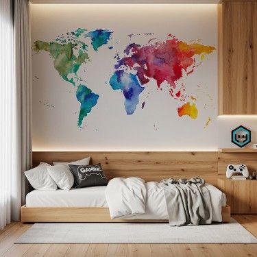 Tapeta Mapa świata, samoloty i balony