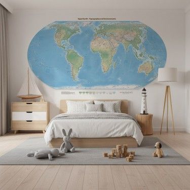 Tapeta Mapa fizyczna świata. Equal Earth